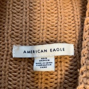 Nice AE fall sweater long in light brown cowl neck